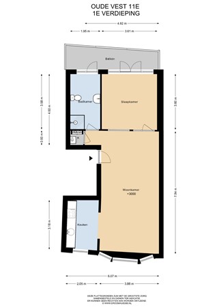 Floorplan - Oude Vest 11E, 2312 XP Leiden